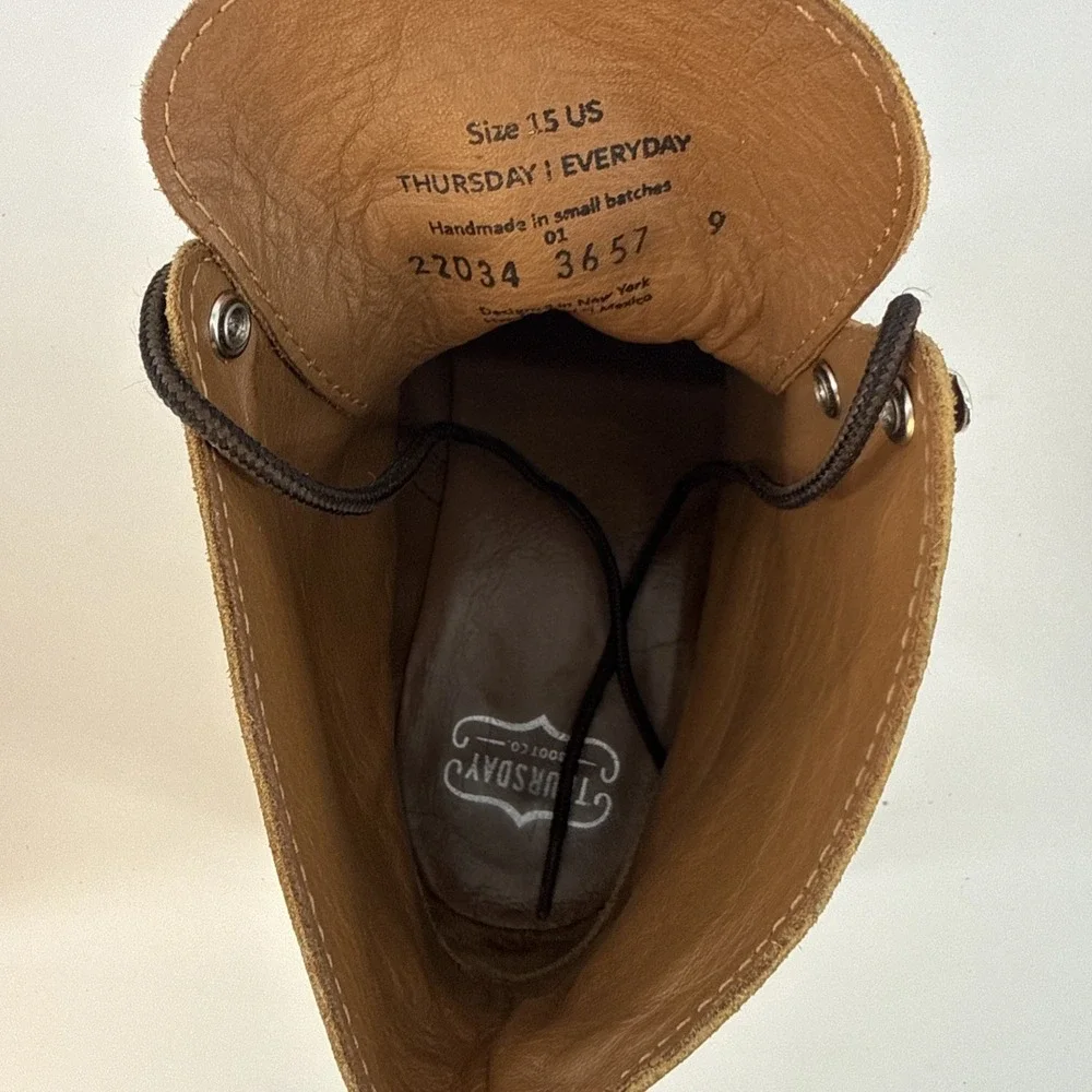 Thursday Everyday Captain Boots Men 15 Brown Suede Leather Cap Toe Lace Up Ankle